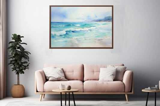 Watercolor Beach Canvas Art Print