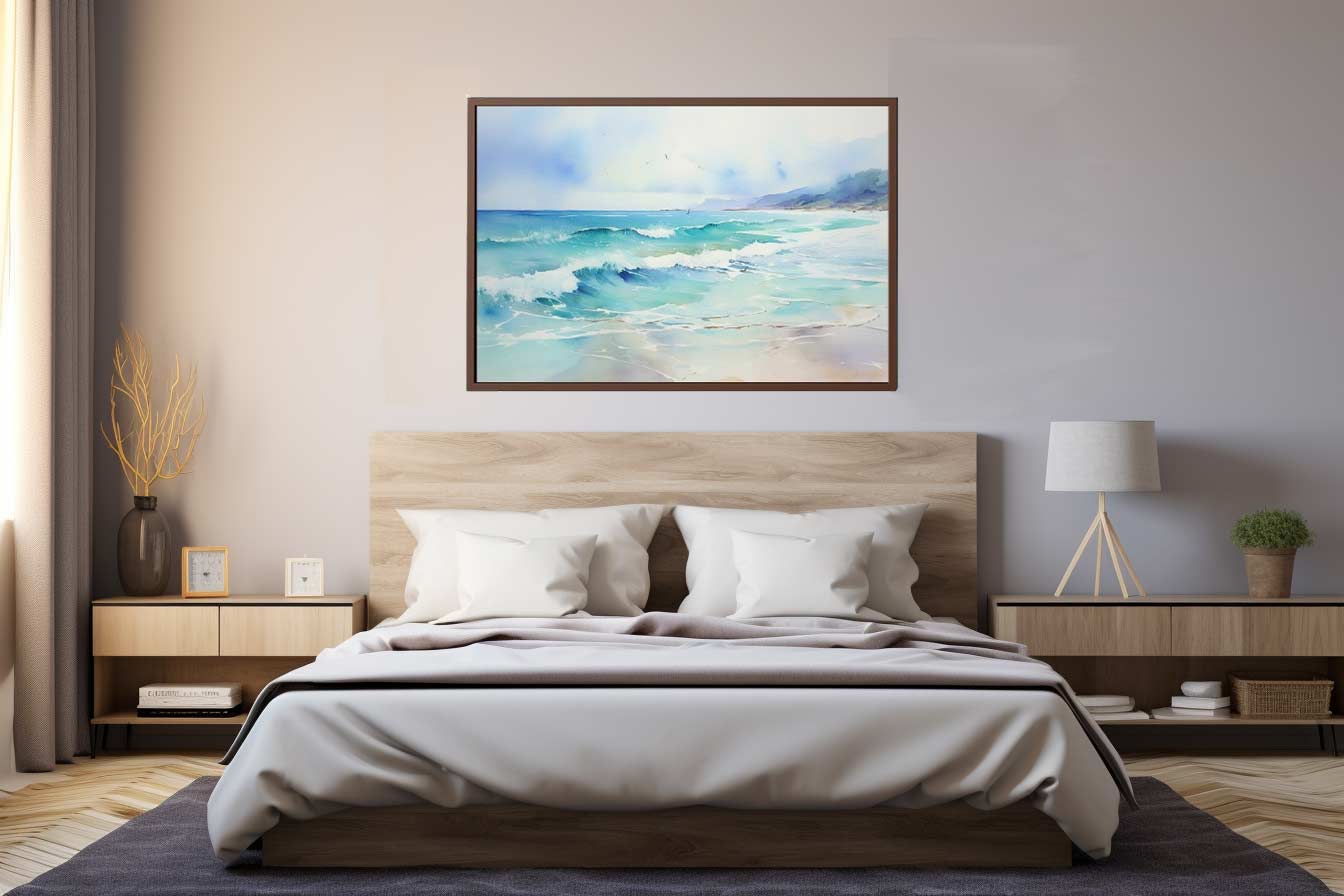 Watercolor Beach Canvas Art Print