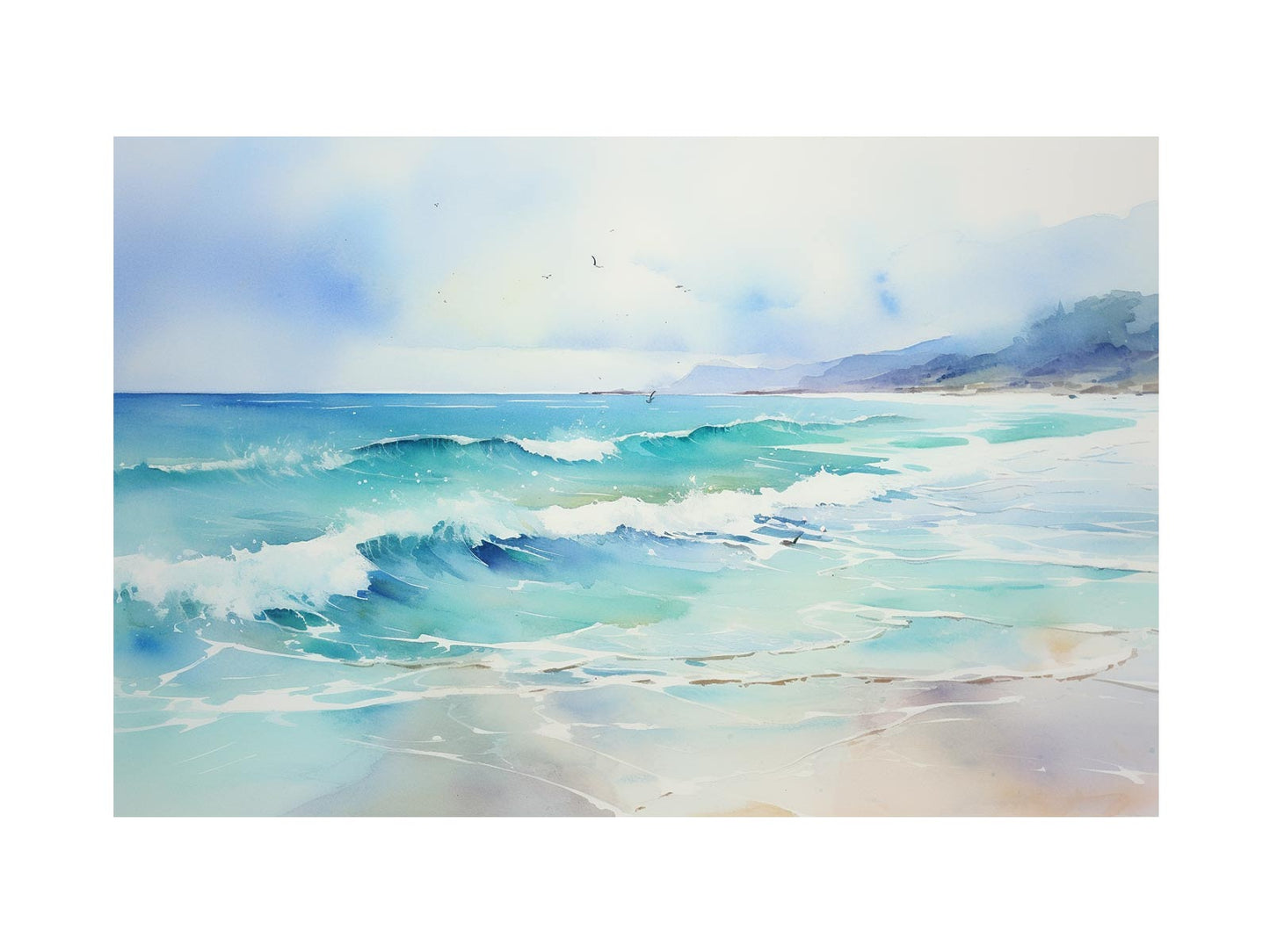 Watercolor Beach Canvas Art Print
