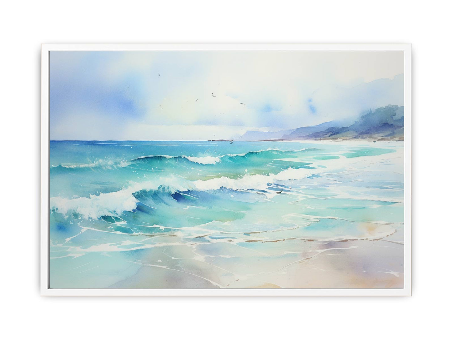 Watercolor Beach Canvas Art Print