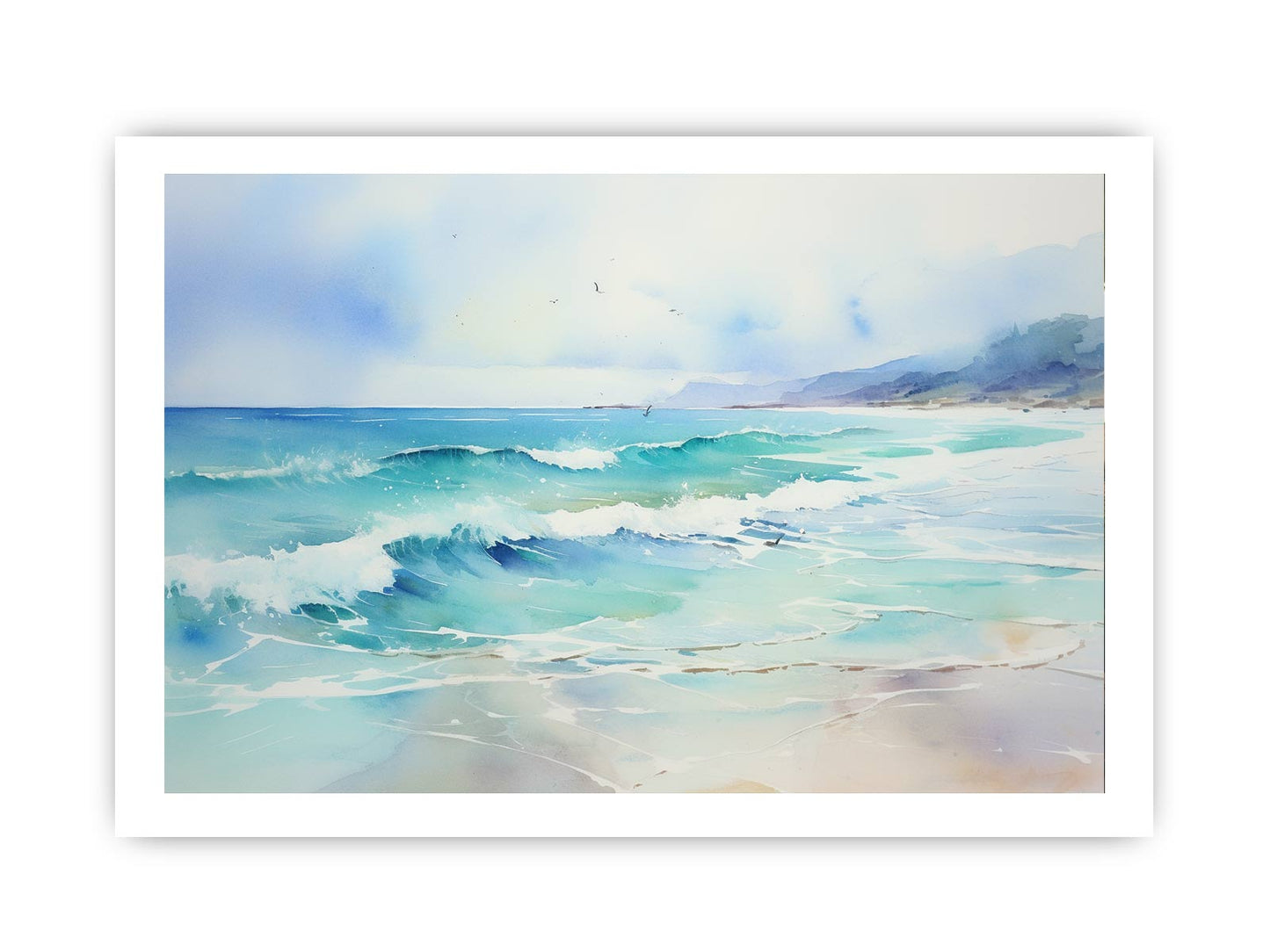 Watercolor Beach Canvas Art Print