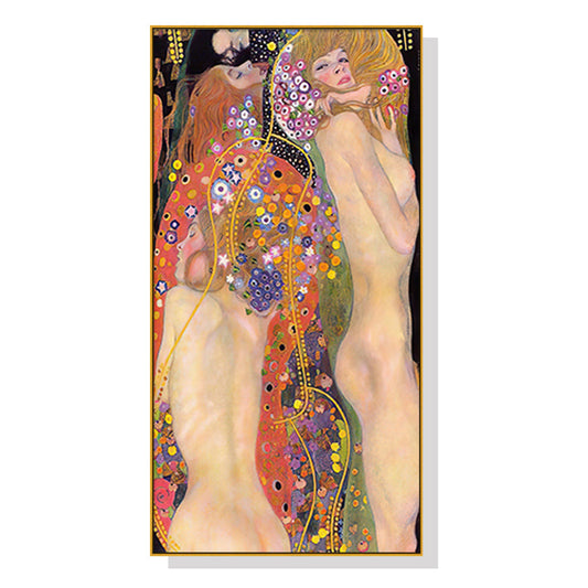 NNEDSZ Wall Art 50cmx100cm Water Serpents By Gustav Klimt Gold Frame Canvas