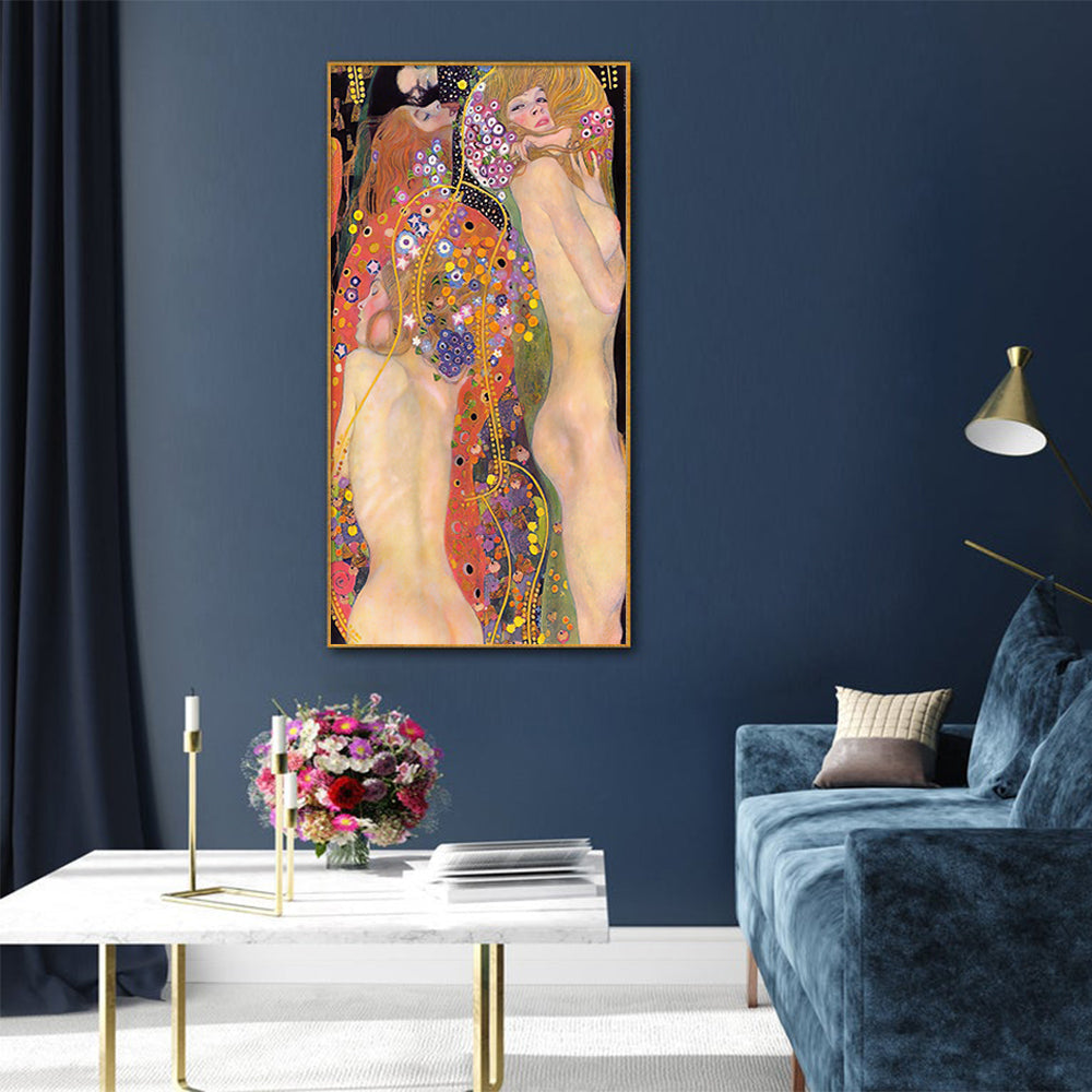 NNEDSZ Wall Art 50cmx100cm Water Serpents By Gustav Klimt Gold Frame Canvas