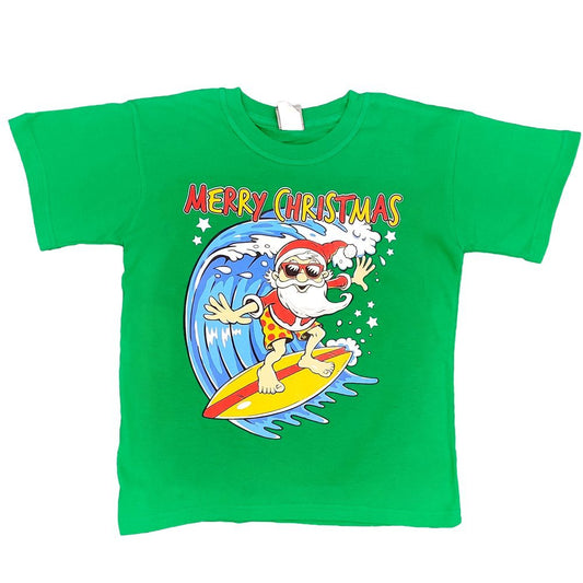 NNEDSZ New Funny Adult Xmas Christmas T Shirt Tee Mens Womens 100% Cotton Jolly Ugly, Santa Surf (Green), S