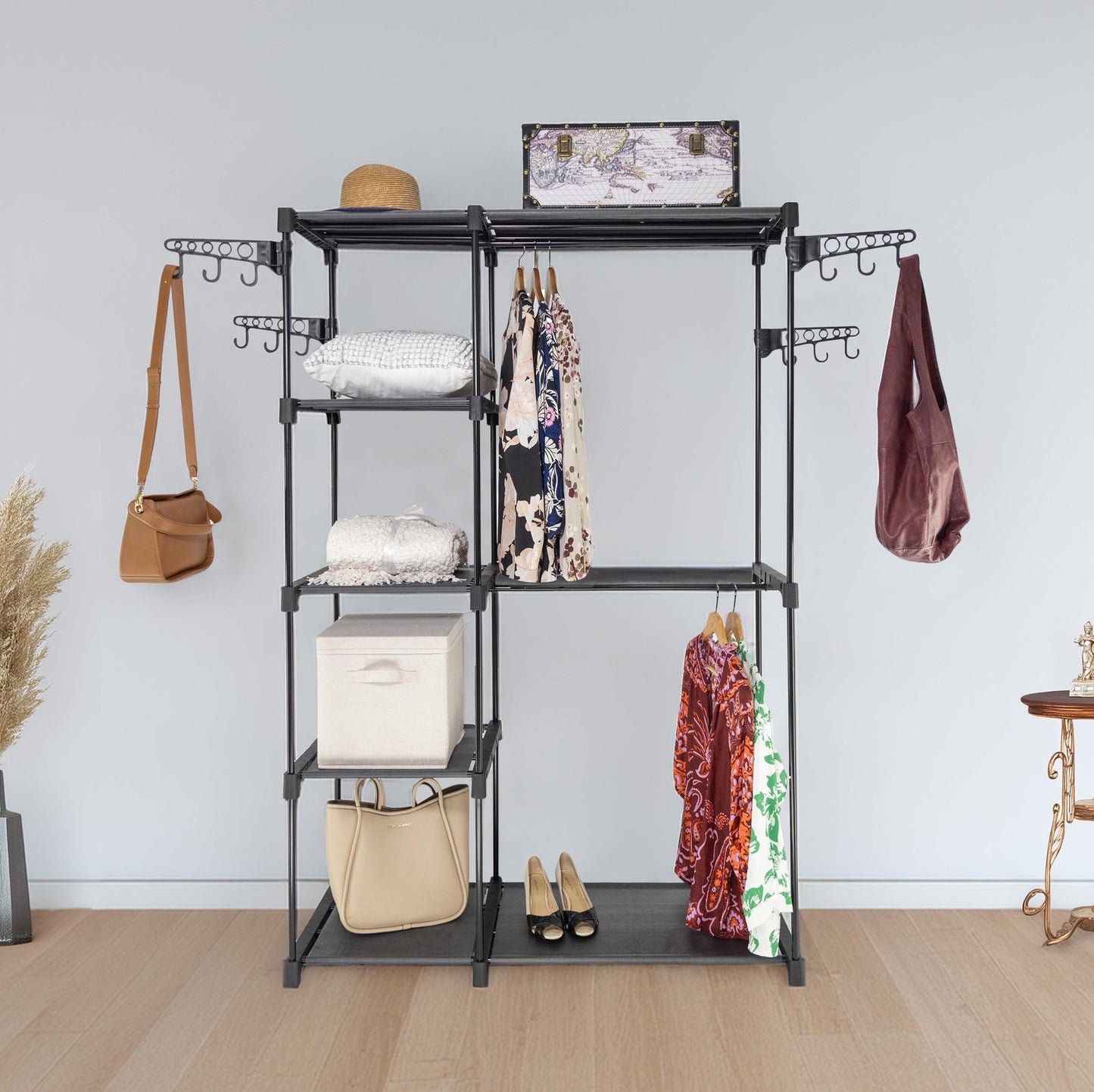 NNEDSZ Sorti Freestanding Portable Closet Metal Wardrobe Garment Rack Hanger-1