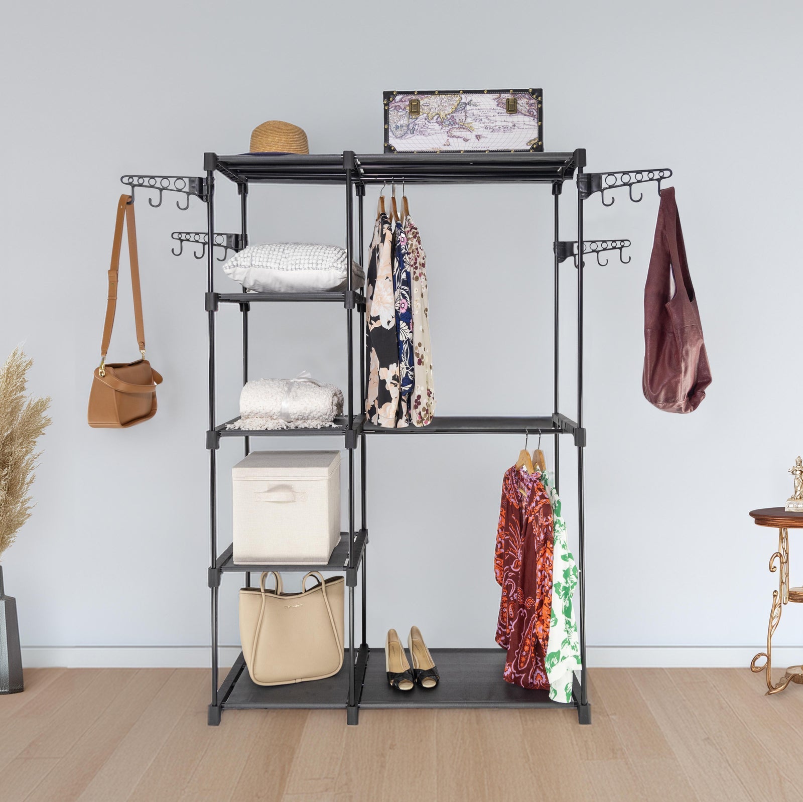 NNEDSZ Sorti Freestanding Portable Closet Metal Wardrobe Garment Rack Hanger-1