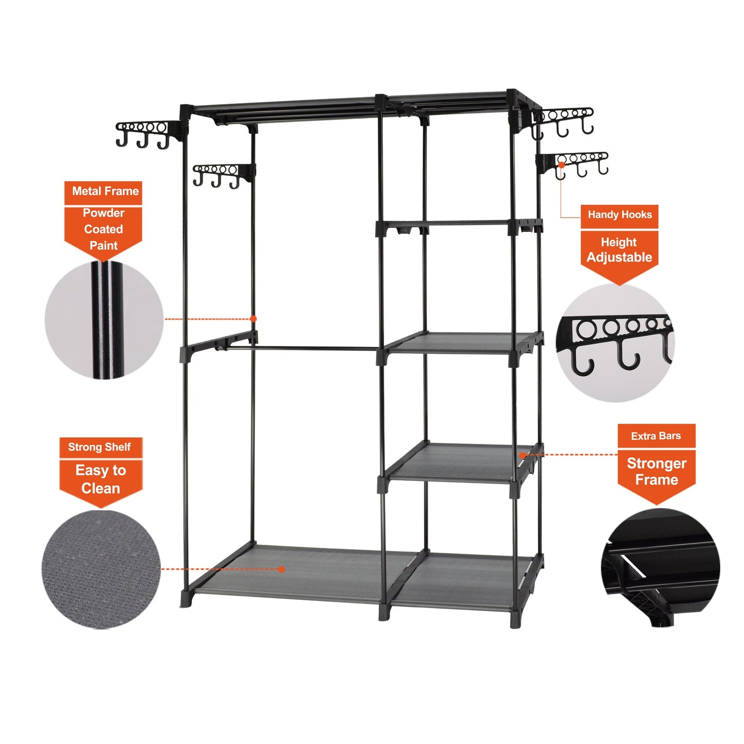 NNEDSZ Sorti Freestanding Portable Closet Metal Wardrobe Garment Rack Hanger-3