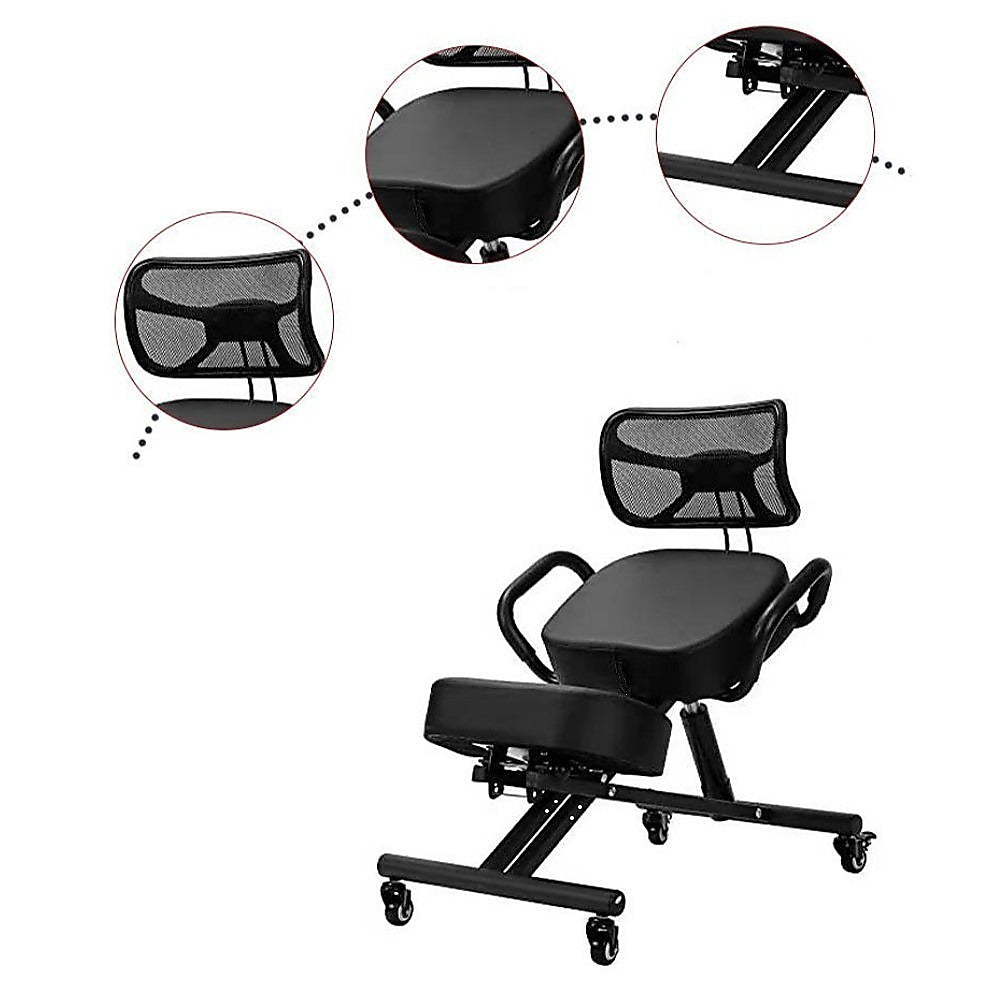 NNEDSZ Ergonomic Kneeling Posture Chair with Backrest Adjustable Height and Casters-2