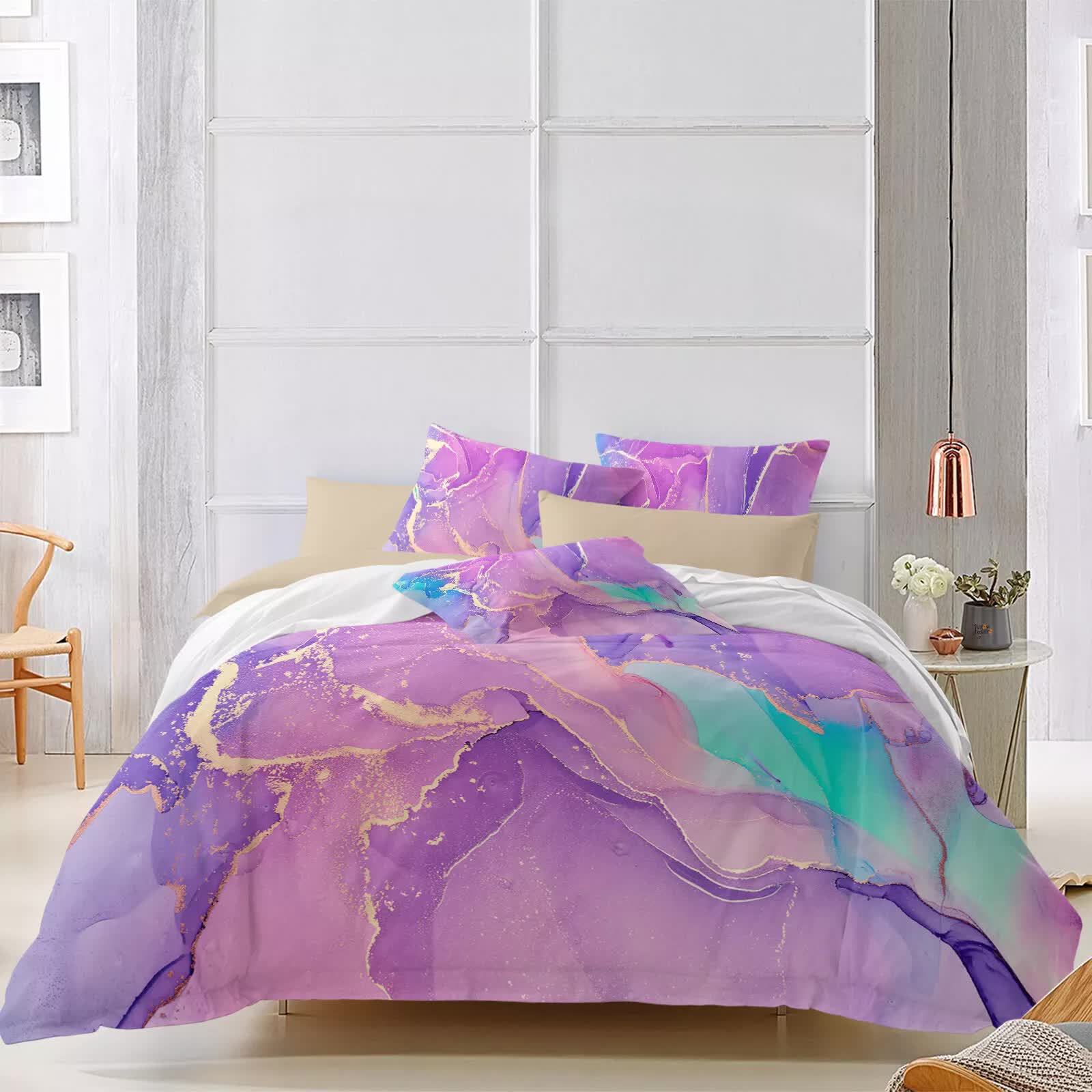 NNEDSZ Modern Stripes Duvet Cover Set - Wrinkle-Resistant Material-Queen-1