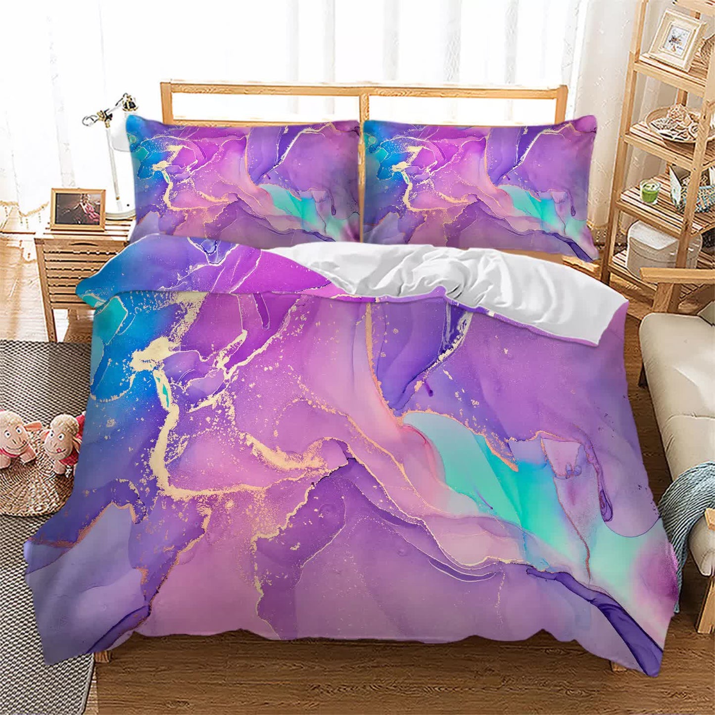NNEDSZ Modern Stripes Duvet Cover Set - Wrinkle-Resistant Material-Queen-2