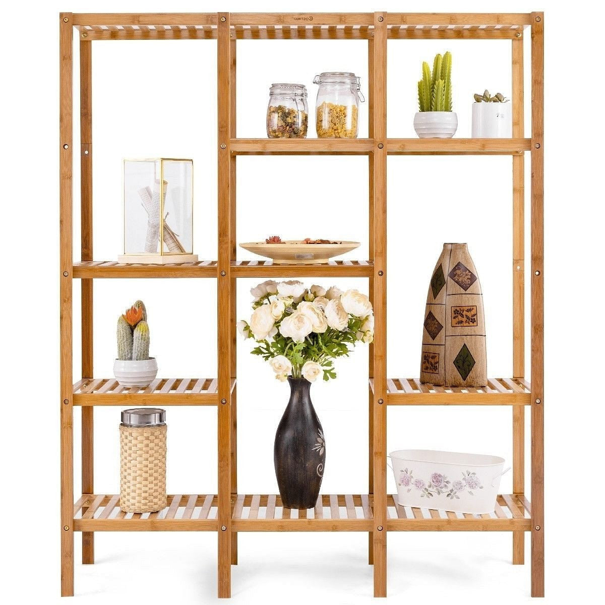Eco-Friendly Bamboo 4-Shelf Bookcase Storage Rack-1