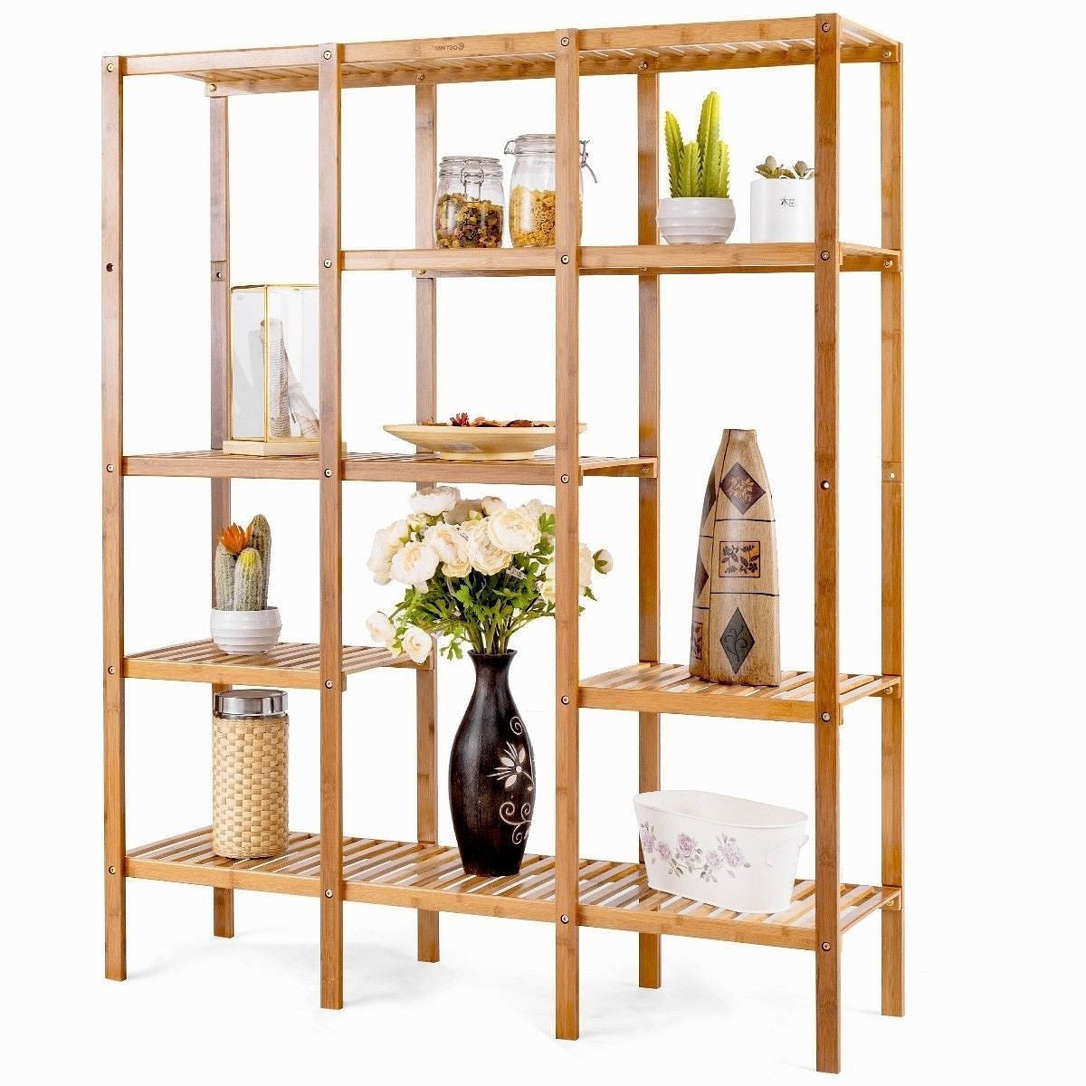 Eco-Friendly Bamboo 4-Shelf Bookcase Storage Rack-2