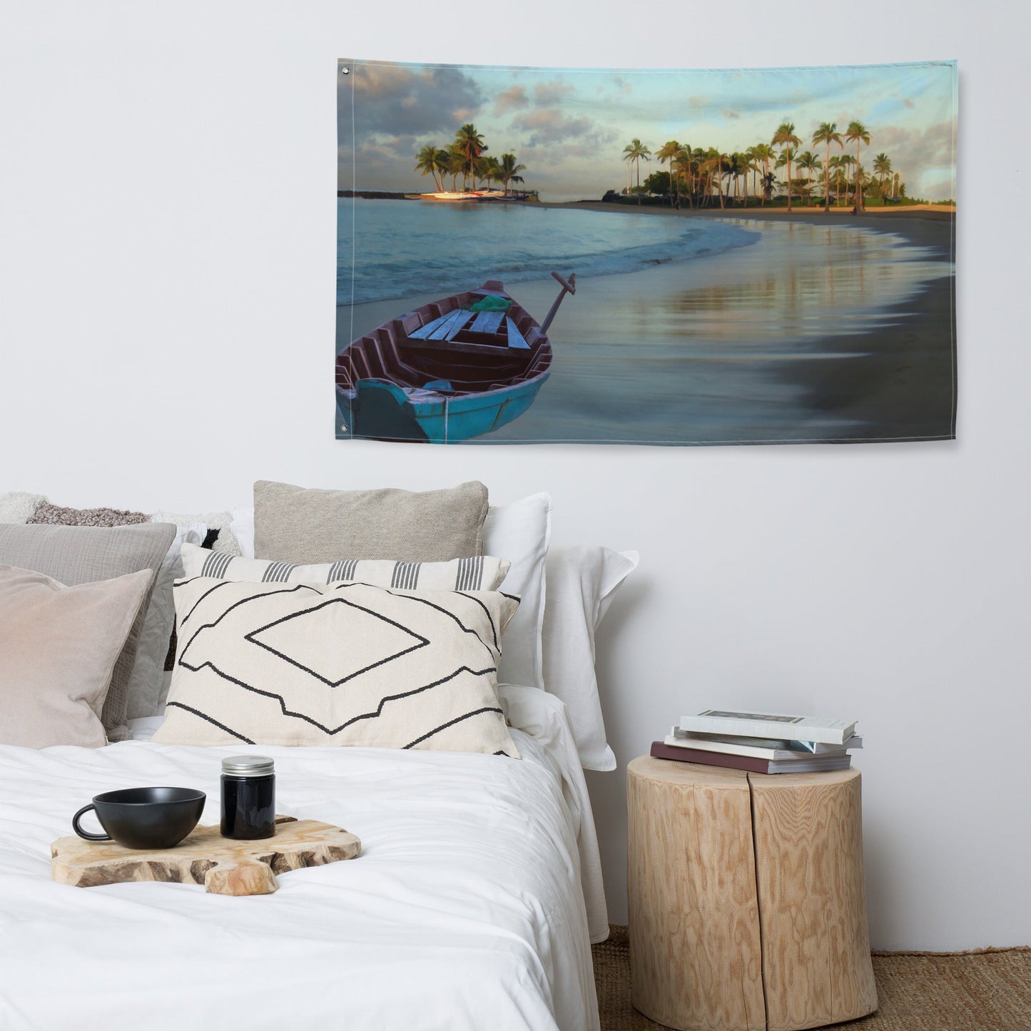 Beach  Trees  Painting Flag Tapestry