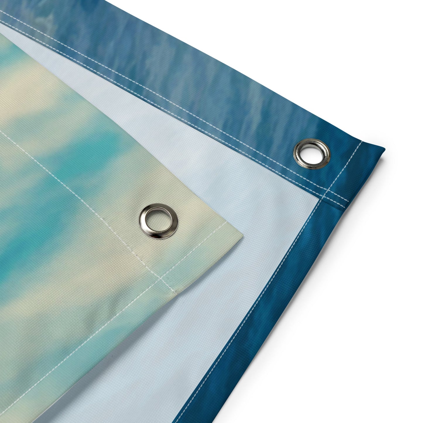 Santorini Beach Painting Flag Tapestry