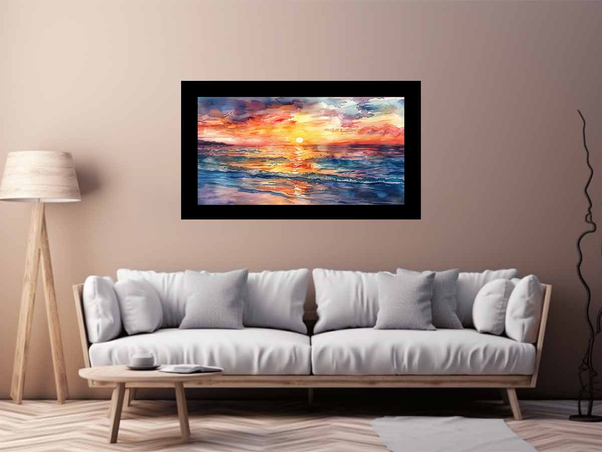 Beach  Canvas Sunset Painting Print