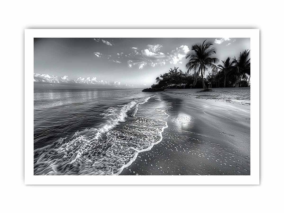 Beach  black & white Canvas Art Print