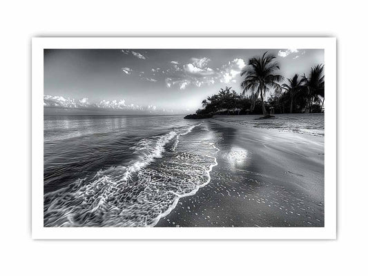 Beach  black & white Canvas Art Print