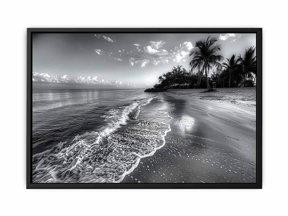 Beach  black & white Canvas Art Print