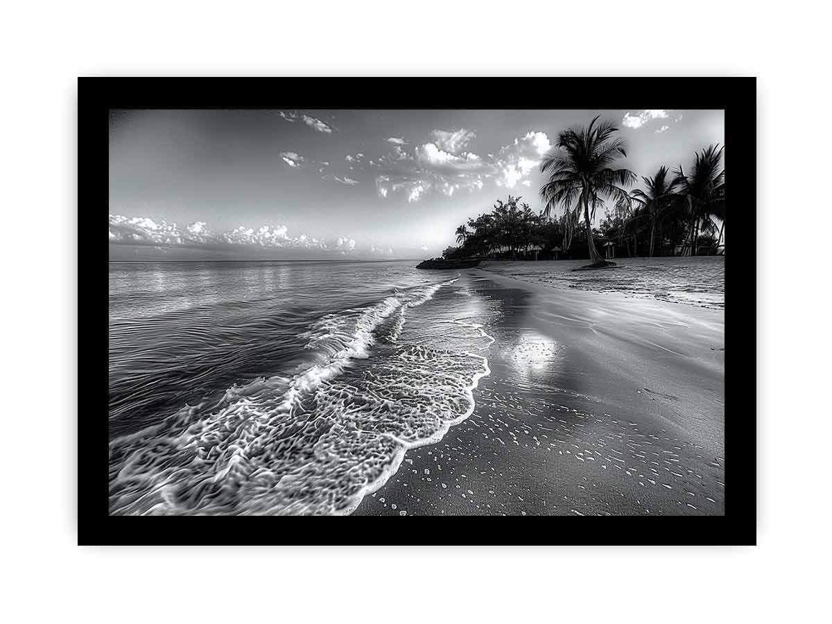 Beach  black & white Canvas Art Print
