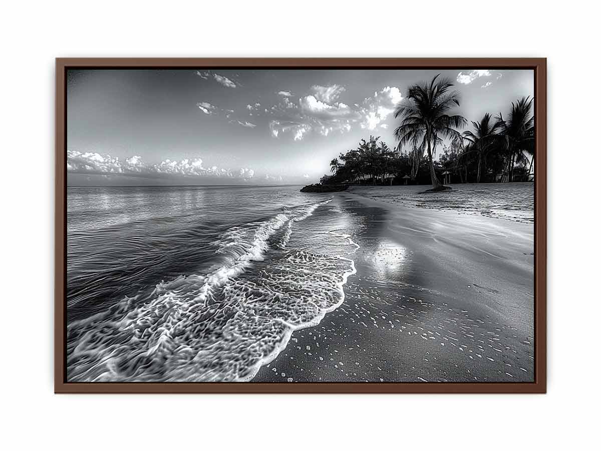 Beach  black & white Canvas Art Print