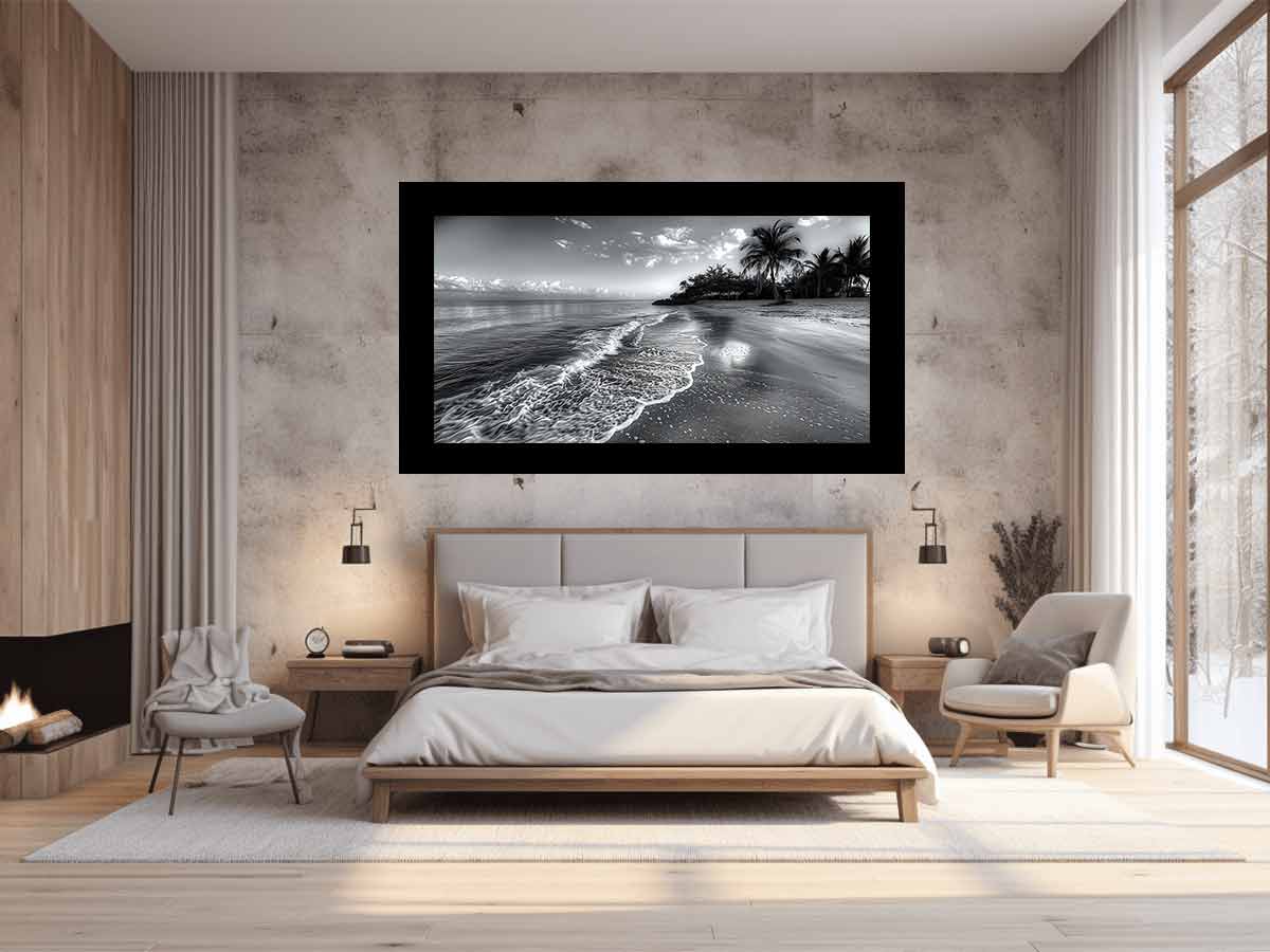Beach  black & white Canvas Art Print
