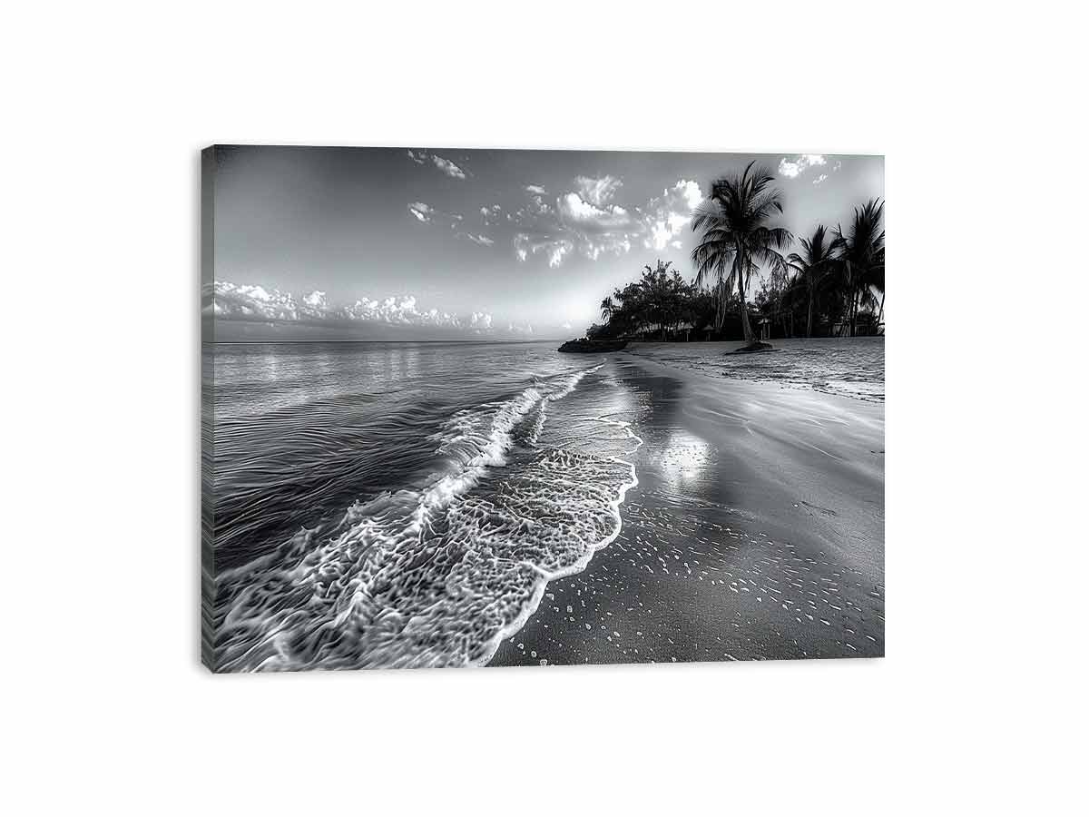 Beach  black & white Canvas Art Print
