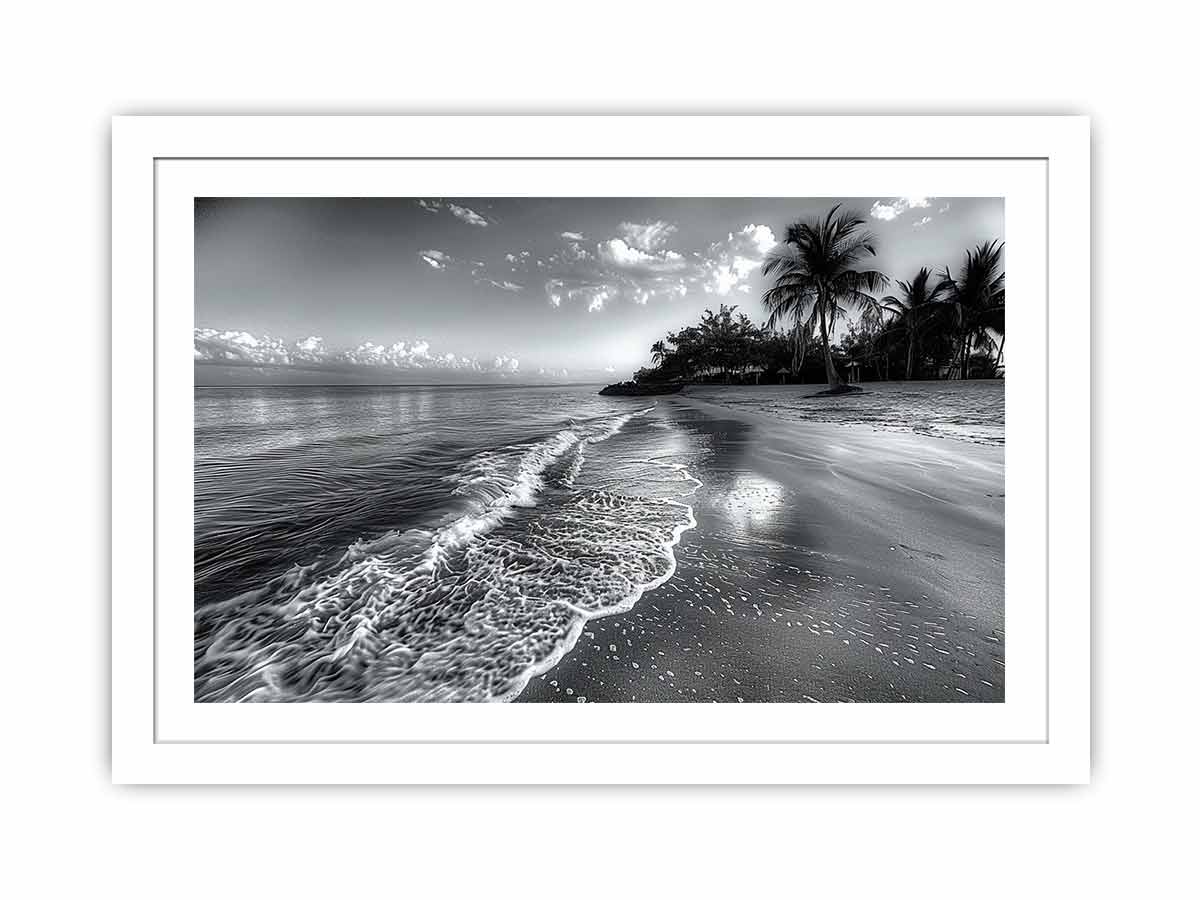 Beach  black & white Canvas Art Print
