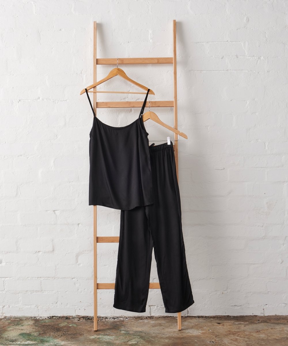Bamboo Pyjama Set - Cami and Pant in Black-1
