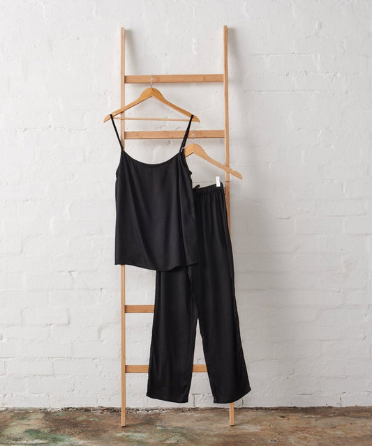 Bamboo Pyjama Set - Cami and Pant in Black-0