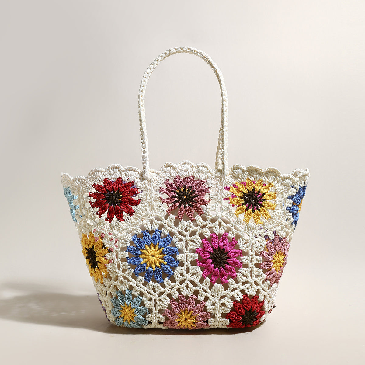Beach Floral  Crochet Tote Bag