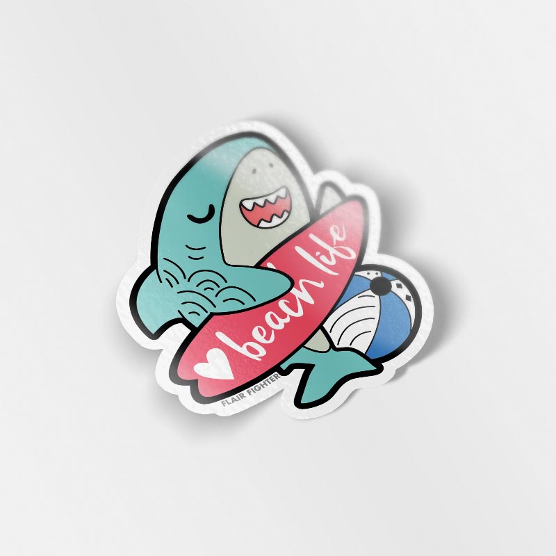 Beach Life Shark Vinyl Sticker