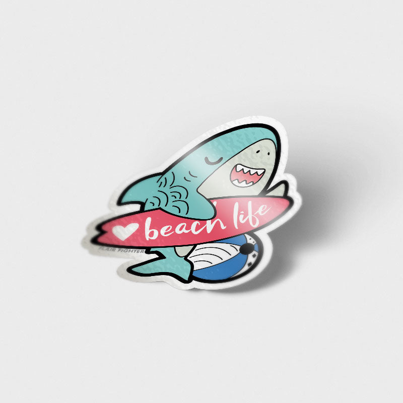 Beach Life Shark Vinyl Sticker