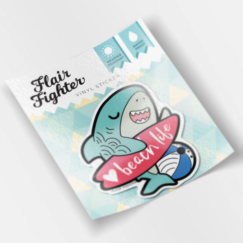 Beach Life Shark Vinyl Sticker