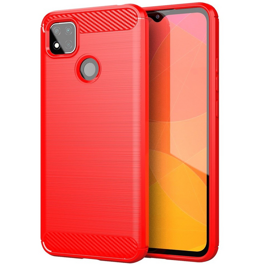 Huawei Honor 30S, Szilikon tok, közepesen ütésálló, szálcsiszolt, karbon minta, piros (102113)-0
