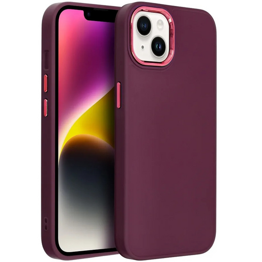 Xiaomi Redmi 9A / 9AT / 9i, Szilikon tok, közepesen ütésálló, fémhatású kamera keret, Frame Case, lila (5903396196942)-0