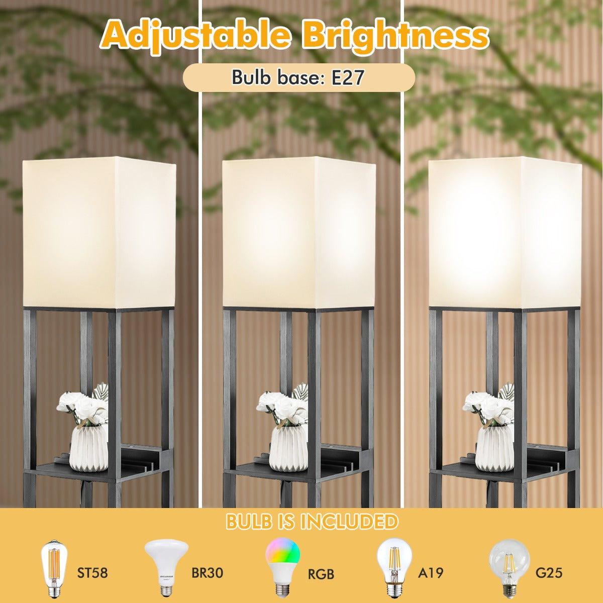 NNECW Modern Shelf Floor Lamp with 1 Drawer & 1 USB Port-4