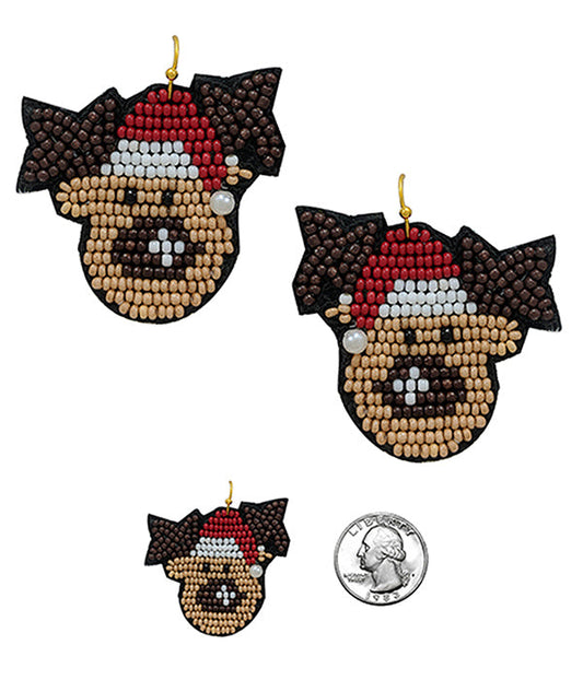 HANDMADE MULTI SEEDBEAD CHRISTMAS THEME EARRING - REINDEER-0