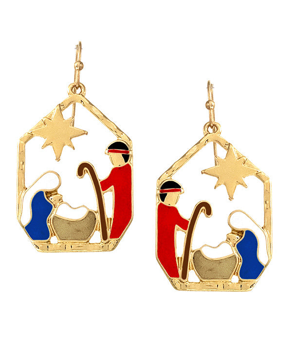 CHRISTMAS THEME EPOXY NATIVITY EARRING-0