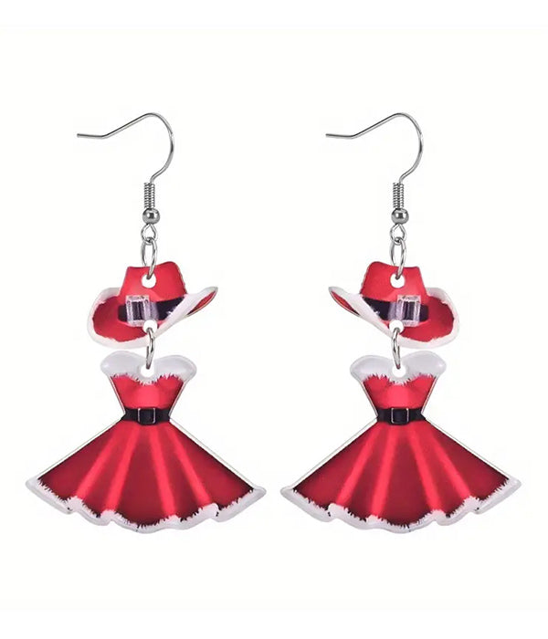 CHRISTMAS THEME RED HAT EARRING-0