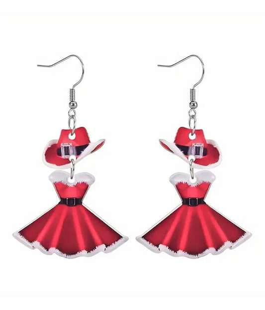 CHRISTMAS THEME RED HAT EARRING-0