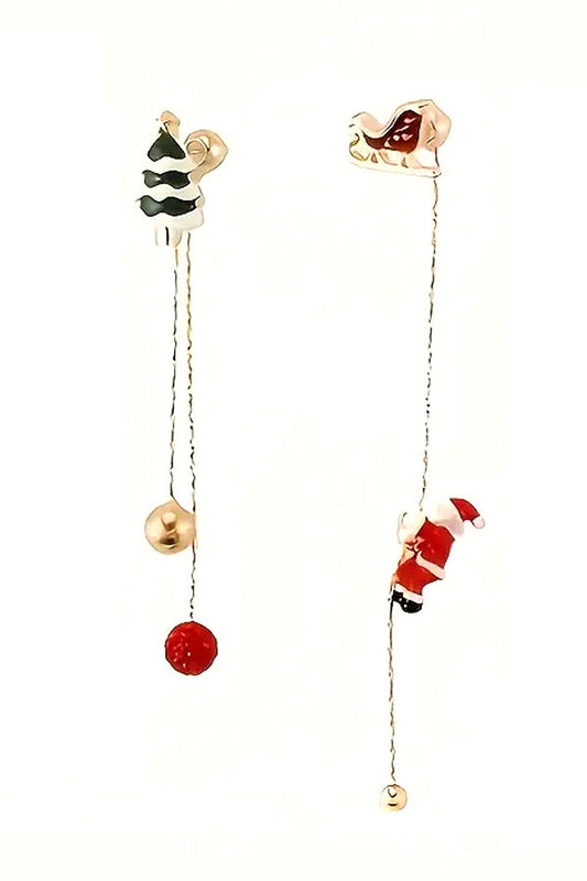 CHRISTMAS THEME SANTA LONG CHAIN DROP EARRING-0