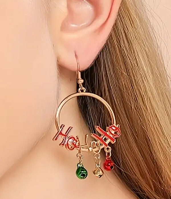 CHRISTMAS THEME HOOP EARRING - HOHOHO-0