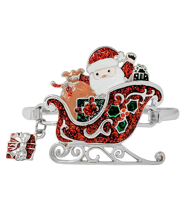 CHRISTMAS THEME EPOXY WIRE BANGLE BRACELET - SANTA-0
