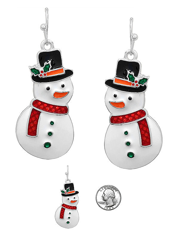 CHRISTMAS THEME EPOXY SNOWMAN EARRING-0