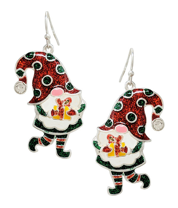 CHRISTMAS THEME EPOXY GNOME EARRING-0