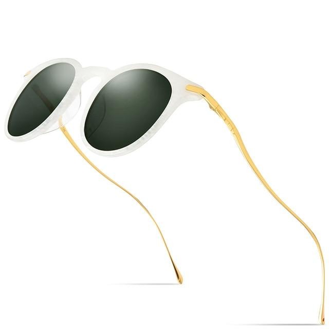 Acetate Titanium Sunglasses Men Vintage Round Polarized Sun Glasses for Women New High Quality Mirrored UV400 Shades
