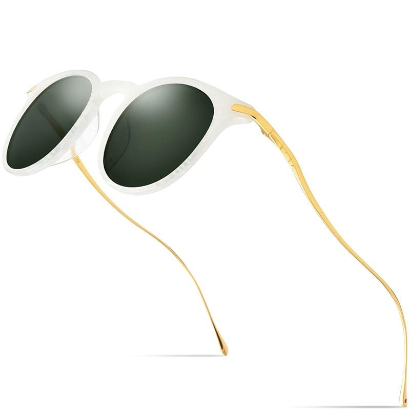 Acetate Titanium Sunglasses Men Vintage Round Polarized Sun Glasses for Women New High Quality Mirrored UV400 Shades