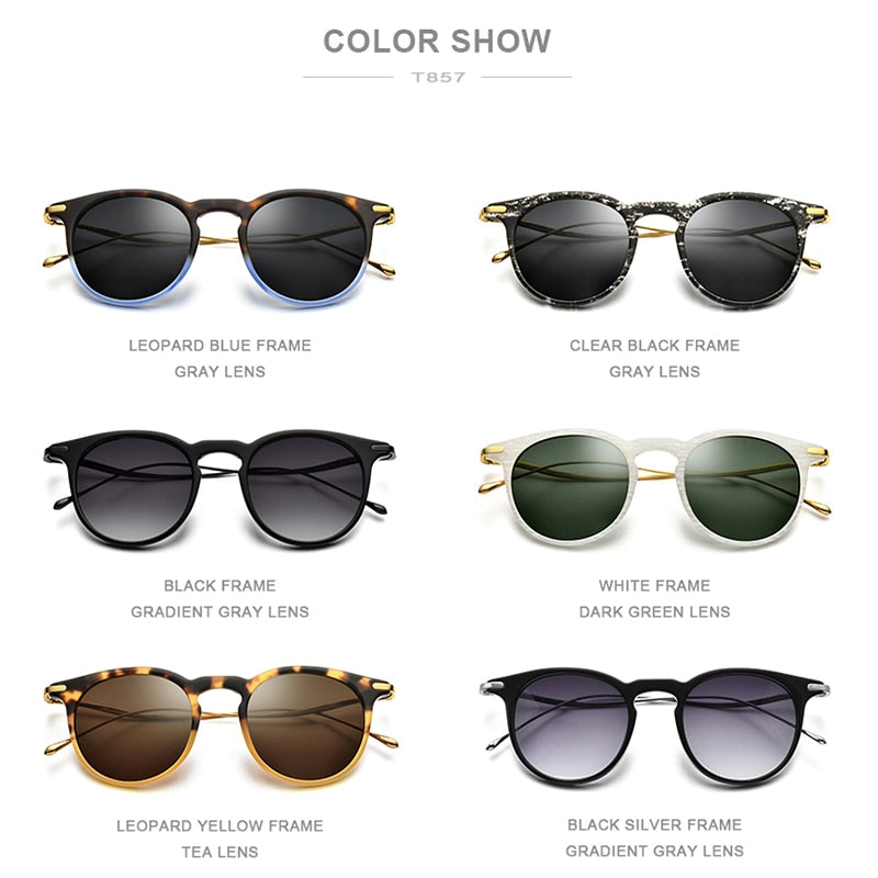 Acetate Titanium Sunglasses Men Vintage Round Polarized Sun Glasses for Women New High Quality Mirrored UV400 Shades