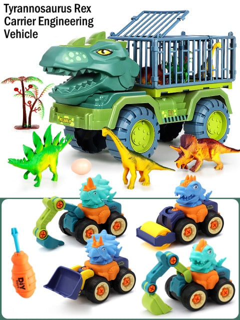 toy car suit boy puzzle Tyrannosaurus excavator car crane drop resistance-5