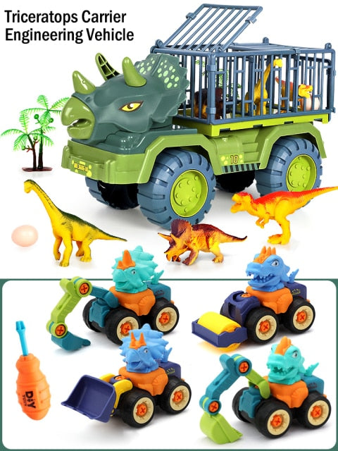 toy car suit boy puzzle Tyrannosaurus excavator car crane drop resistance-6
